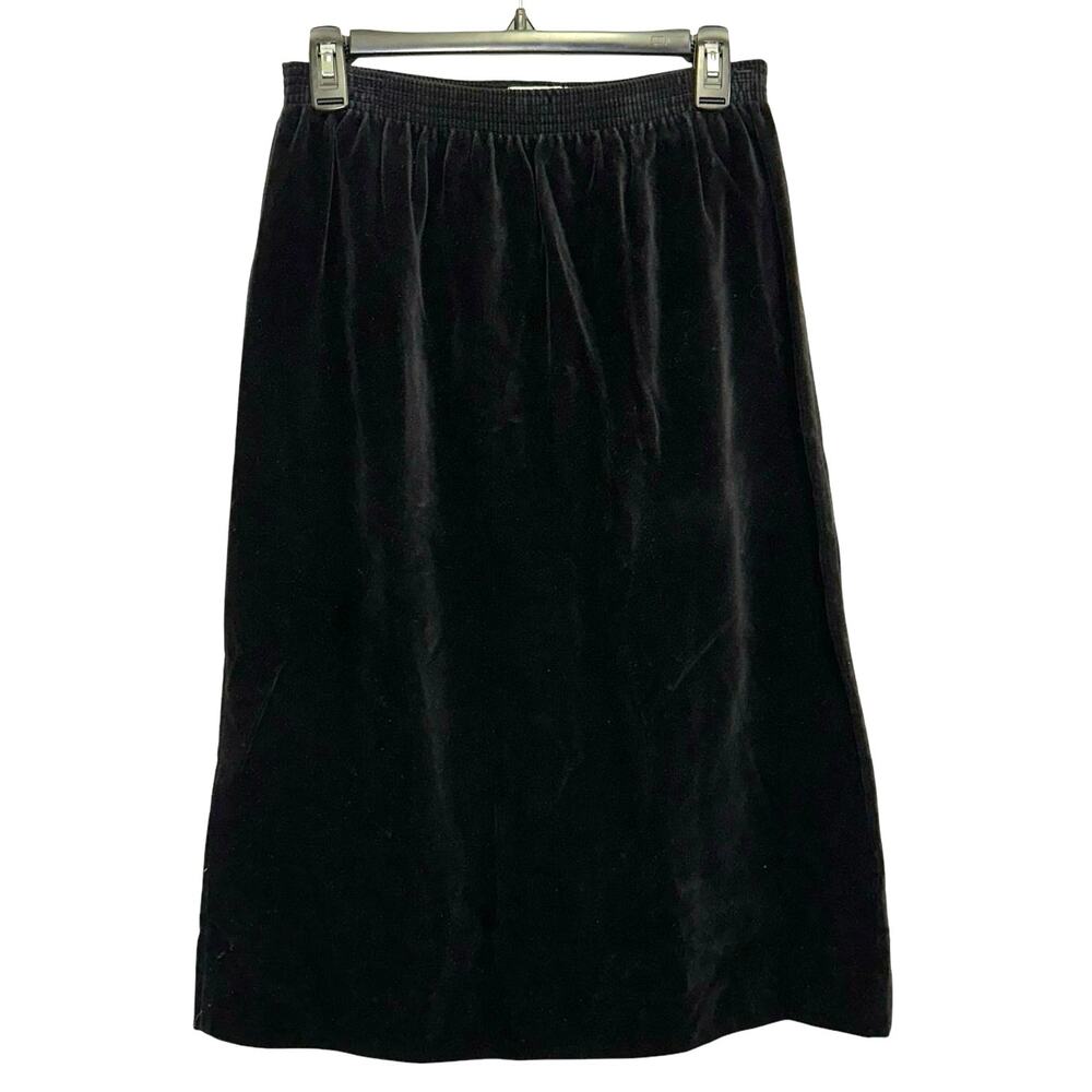 Vintage Koret Black‎ Velvet Skirt Union Made USA Medium Elastic Waist